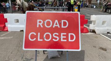 Road closure sign at Appleby